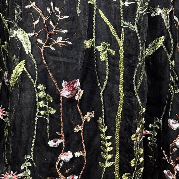 NWT JJ'S HOUSE Floral Midi  Dress Sz.S Black Mesh Embroidered Fit & Flare Event - Picture 9 of 10